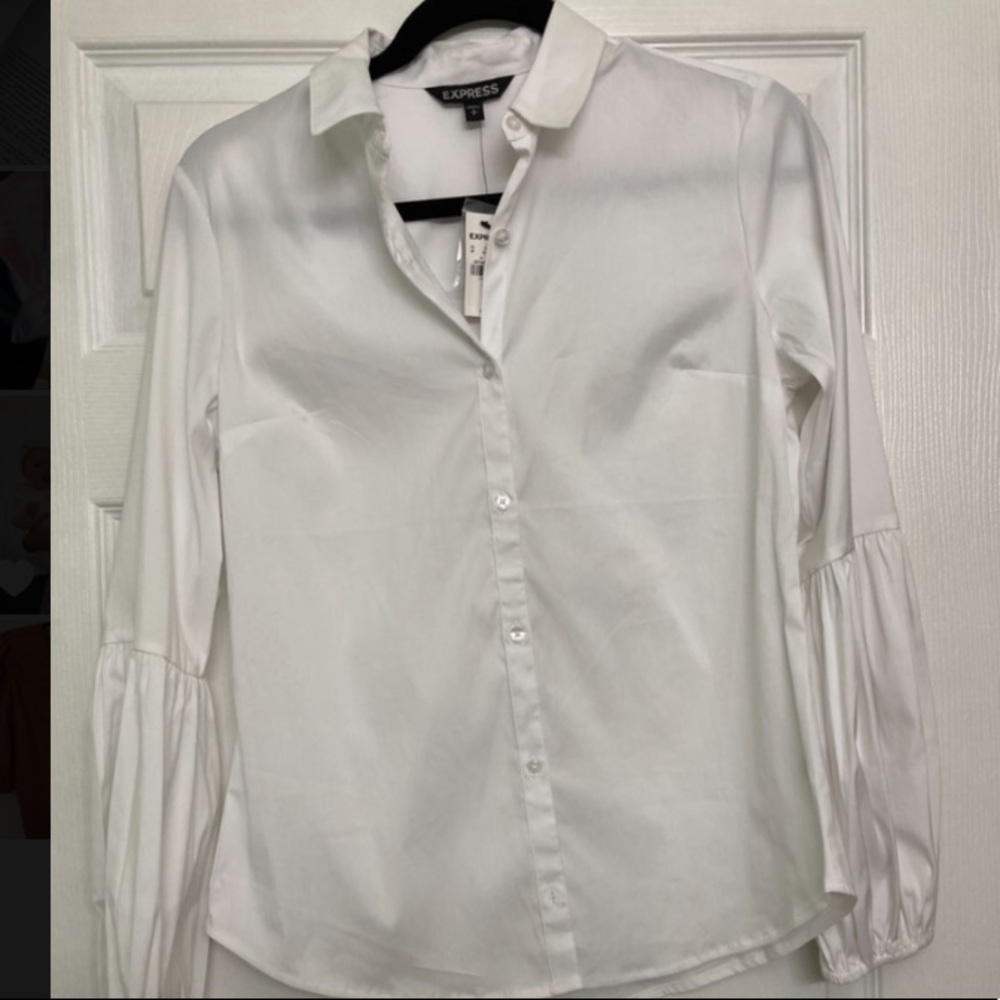 Express balloon sleeve button down shirt
